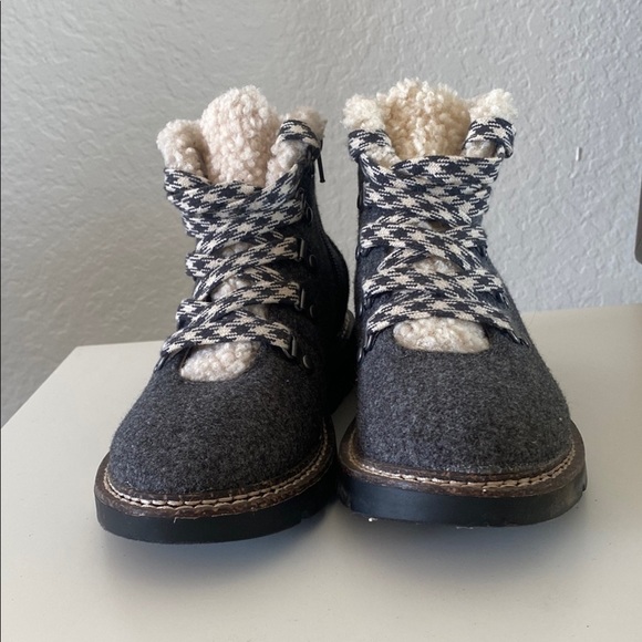 Gray and Cream Wool Boots - Picture 1 of 4